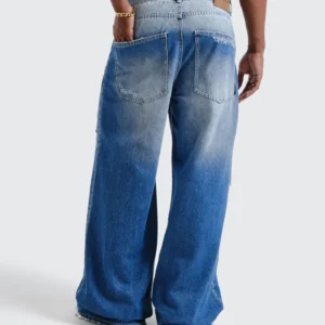 Jean Azul Wide Leg Stitched