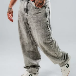 Jeans Baggy Básico Gris Lavado